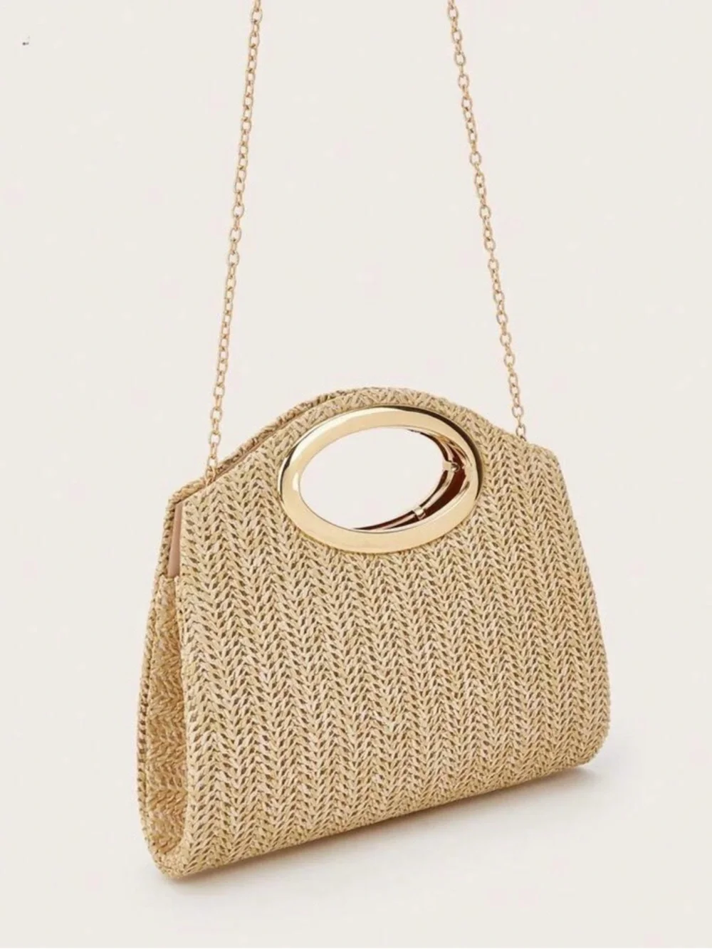 NEW Clutch Handbag with Gold Handle and Chain Strap - Picture 7 of 9